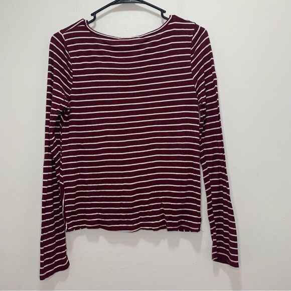 Hippie Rose Striped Burgundy Long Sleeve Shirt Size Small - Picture 5 of 5